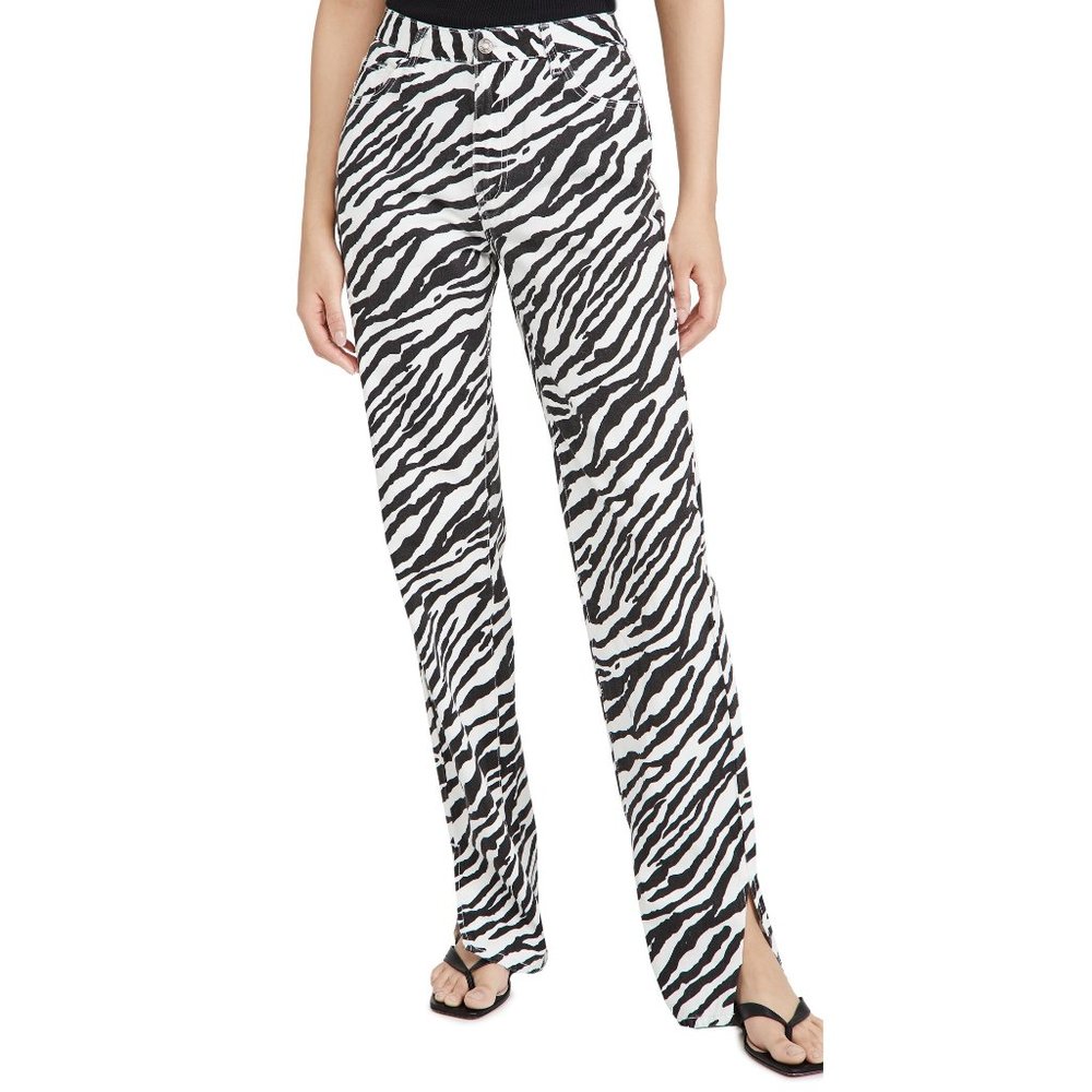 Lioness Pants Womens Black White Zebra Animal Print Alabama Jeans